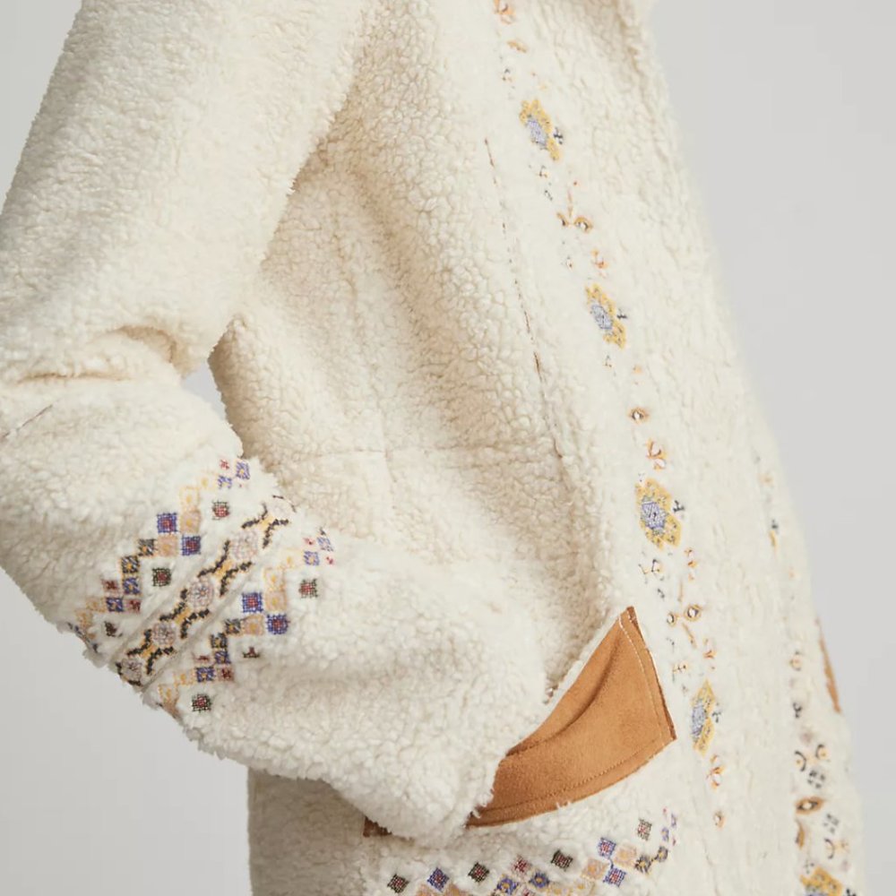 Maeve Embroidered Sherpa Coat - Picture 2 of 9